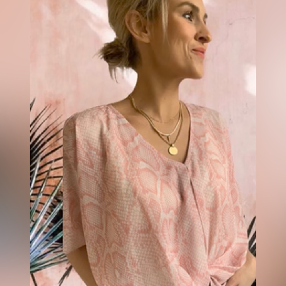 Harper Wren Snake Print Blouse Pink Size XS
